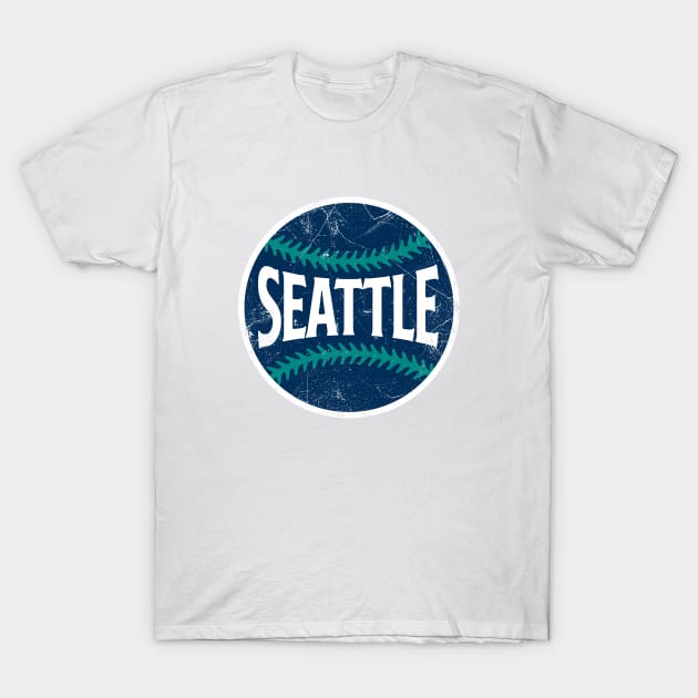 Seattle Retro Baseball - White T-Shirt by KFig21